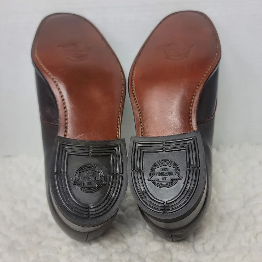 Vtg 80's Florsheim Mens Derby Shoes Size 7.5  Burgundy Leather Apron Toe 730314